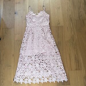 Express Blush Pink Lace Midi Dress